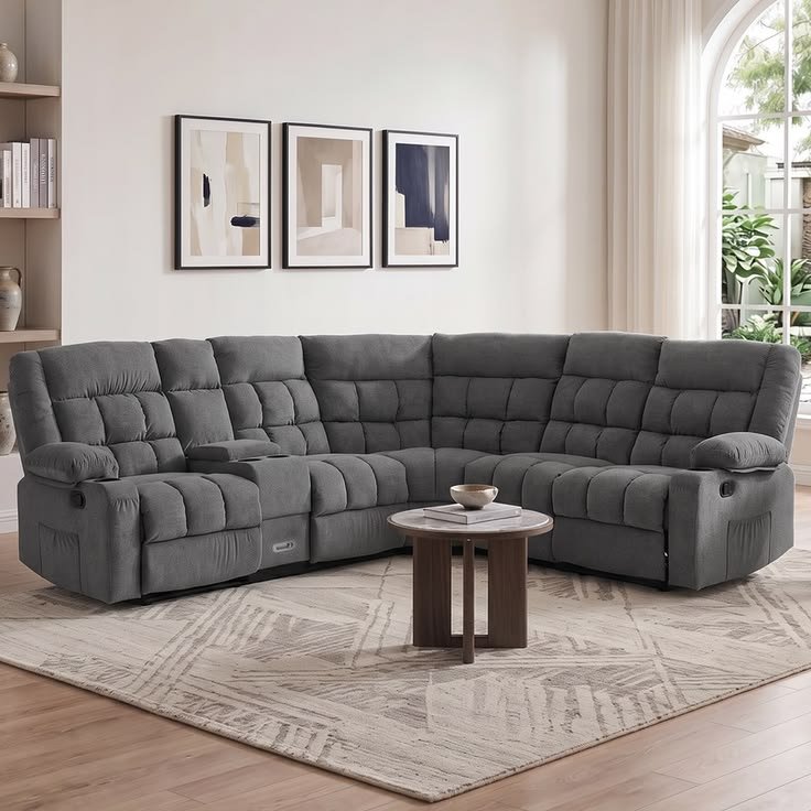 Soft comfy corner manual recliners with console